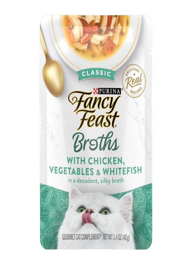 Fancy Feast Purina Fancy Feast Lickable Wet Cat Food Broth Topper Classic, Chicken, Vegetables and Whitefish - (Pack of 16) 1.4 oz. Pouches - Image 1